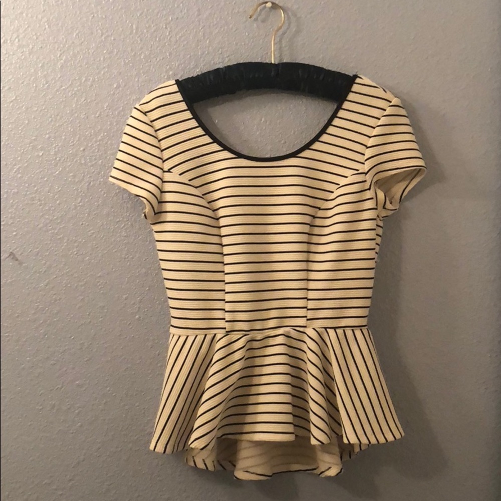 Peplum black and white striped shirt